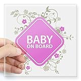 CafePress – Baby on Board – Girl Squareステッカー3 " x 3 " – Squareバンパーステッカー車デカール、3 " x3 " ( Small )または5 