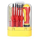KKmoon 10個 500V ドライバーセット 多機能 絶縁スクリュードライバー 磁気スリット付き フィリップス付き Torxビット テストペンシル 電気工事 修理ツールキット
