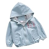 ハクチョウ（hakucho)キッズ 子供女の子ジャケット ベビー 子供服 コートアウターウエア フード付き 春秋　通園/通学　可愛い (10, ブルー)