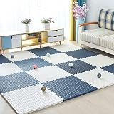 ジョイントマット 大判 30×30×1CM 36枚 サイドパーツ付 パズルマット 衝撃吸収 抗菌 防音 キズ防止 転倒防止 防水 洗える ペット用 子供用 床暖房対応 プレイマット フロアマットネイビー＋ホワイト