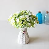 1ブーケ21頭の人工プラスチックローズシルクフラワーフェイク花ホームウェディングパーティーの装飾 (One Size, 白)