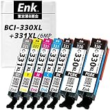 【Enk】製 BCI-331XL+330XLBK/6MP キヤノン用 互換インク 互換インクカートリッジ 残量表示あり 最新ICチップ搭載 国内梱包検品済み QRコード読み取り型説明書導入 BCI-331XL (BK/C/M/Y/GY)+ 330XLPGBK *2【6色+ブラック1本セット/330XLのみ顔料 計7本】大容量