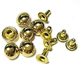 飾りカシメ 玉カシメ 小玉 頭10mm 足8mm 真鍮 本金メッキ ゴールド 6セット