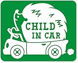 imoninn CHILD in car ステッカー　【マグネットタイプ】　No.37　ハリネズミさん　（緑色）