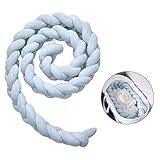 Hangnuo　ベビーベッドガード　フェンス　ベッドバンパー　抱き枕　ノットクッション　サイドガード　結び目　ロング　北欧　癒しアイテム　出産お祝い　プレゼント (1.5M, ブルー)