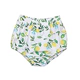 (ラランドリー) laraandlory ベビー服 女の子 子供用 コットン パンツ ショーツ レモン柄 水玉 2種類 5サイズ 春 夏 普段着 (90/9-18ヶ月, レモン)