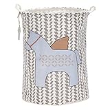 Sea Team Foldable Large Cylindric Cute Pony Canvas Fabric Storage Bin Storage Basket Organizer for K