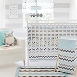 My Baby Sam Crib Bumper, Chevron in Aqua/Gray by My Baby Sam [並行輸入品]