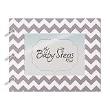 Baby Steps Book First Year Memory Book Chevron Gray Hand Made Memory Keeper Record Book & Journal fo