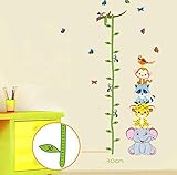 BIBITIME イラスト 森 動物 身長チャート 壁デカール 幼稚園キッズのお部屋 成長測定チャート DIY Size 2733