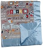 My Blankee Owl Word Minky Dusk w/ Minky Dot Blue Baby Blanket, 30 x 35 by My Blankee