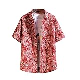 [Tasahaya] アロハシャツ メンズ 半袖シャツ 花柄シャツ 開襟シャツ ステンカラー カジュアルシャツ ハワイシャツ 薄い手 涼しげ お兄系(3XL レッド03)