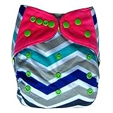 Minky Charcoal Bamboo AIO All-in-one Cloth Diaper with Pocket, Chevron Pink by Ecoable