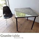 極厚 グラナイト(GRANITE)テーブル 75X75cm ブラック(黒) 艶あり ワークデスク