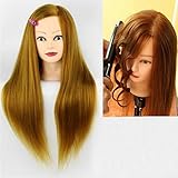 Weryn（TM）美容院のトレーニングヘッドニースマネキンヘッドのゴールド60センチメートルゴールドヘアウィッグ頭でプロフェッショナルスタイリングヘッド