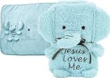 Jesus Loves Me Baby Boy Elephant Blue Blankie (41135) by Brownlow [並行輸入品]