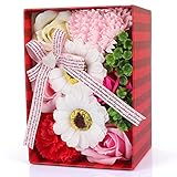 YOBANSA ソープフラワー 枯れない 花 創意方形ギフトボックス 誕生日　父の日　記念日　先生の日　バレンタインデー　昇進　転居など最適としてのプレゼント (赤)