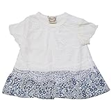 【本体綿100％】2018年 夏物 UZULAND ウズランド レース乗せ 小花切替 半袖Ｔシャツ ブルー◇95cm