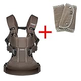 【サッキングパッドセット】BabyBjorn（ベビービョルン） ONE+ Air ココア+ 今治サッキングパッド グレーストライプ