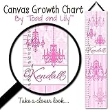 キャンバスGrowth ChartエレガントピンクダマスクシャンデリアGirls Personalized Growth Chartベッドルームの装飾赤ちゃんPersonalizedキャンバスgc01