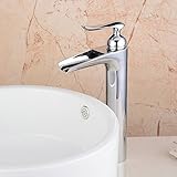 HiendureTM Contemporary One Single Handle Deck Mount Solid Brass Widespread Waterfall Bathroom Sink 