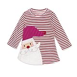 Tovadoo ワンピース 子供服 女の子 クリスマス衣装 サンタ柄 縞模様 プリンセス 可愛い おしゃれ クリスマスイブ クリスマスパーティー 1-6歳