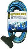 Prime Wire & Cable KC606730 50-Foot 14/3 SJTW Triple-Tap Heavy Duty Outdoor Extension Cord, Blue and