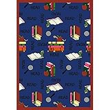 Joy Carpets Kid Essentials Language & Literacy Oval Bookworm Rug Blue 7'8 x 10'9 [並行輸入品]