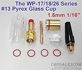 CHNsalescom 10個TIG溶接45V25ガスレンズ＃13パイレックスカップキットfor Tig WP-17/18/26 1/16" 1.6mm