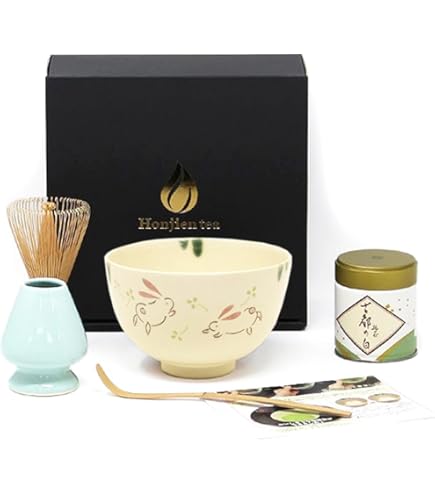 Amazon | 茶道具 セット 茶筅 棗 茶杓 越前焼 抹茶茶碗 4点セット