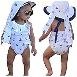 yuzuyu 子供服 マリン ロンパース カバーオール リボン付きヘアバンド セット [並行輸入品]