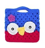 (ビグッド)Bigood ニットバッグ ハンドバッグ バック 鞄 手提げ 女の子 ベビー子供用 可愛いふくろう 花付き ブルーとレッド【並行輸入品】