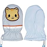 アスナロ（グローブ） ミトン 女の子 ベビー ネコ アップリケ 手袋 裏フリース グローブ3～4才 サックス