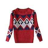 セーター 子供服 キッズ 男の子 トップス 長袖 ボーダー 厚い 暖かい おしゃれ 通学 普段着 通園 XMMSY-JP-101 (130cm, レッド)