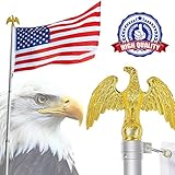 Koval Inc. アルミ伸縮式 旗竿キット 米国旗付き。 Finial Gold Eagle Flag Pole Top