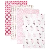 Hudson Baby Flannel Receiving Blankets, Pink Owls by Hudson Baby