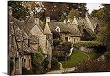 リチャード・テイラープレミアムシックラップキャンバス壁アート印刷題名Englandイギリス、、Gloucestershire、コッツウォルズ、Arlington行で秋、Bibury 48" x 32"