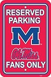 NCAA Mississippi Rebels 12-by-18インチプラスチック駐車場サイン