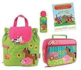 Stephen Joseph Quilted Backpack, Lunch Box, & Bottle Set, Girl's Farm [並行輸入品]