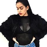 レディースコート Hosam フェイクファー コート 女子 暖か 欧米風 おしゃれ 無地 ガルズコート S-XXXL 6色を選ばれ モコモコ 服 日常着 パーティー ファッション (ブラック, XL)