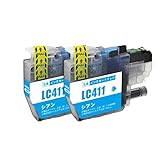 LC411C互換インク ブラザー用 (シアン２個) DCP-J928N-W/B DCP-J528N MFC-J905N DCP-J915N DCP-J1800N DCP-J926N-W/B DCP-J526N MFC-J904N MFC-J739DN/DWN MFC-J939DN/DWN DCP-J914N対応