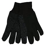 MCR Safety 7802 Jersey Cotton Fleece Knit Wrist Ladies Gloves with Plastic Dot and Clute Pattern Bro