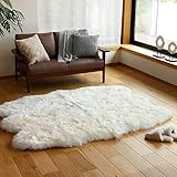 萩原 ムートン ホワイト 約140x180cm ムートンフリース 長毛 6匹物 「M-511-F」 240619357