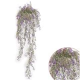 [幸福マーケット]　人工観葉植物　壁掛け　インテリア　造花　吊り下げ　フェイクグリーン　室内装飾　飾り付け　世話のいらない　パーティー/結婚式/引越しなどのイベント　プレゼント　お祝い　癒し　パープル