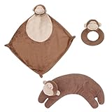 Angel Dear Blankie, Ring Rattle and Curved Pillow Set (Monkey) by Angel Dear