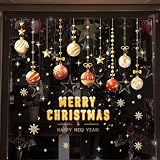 【BEAUTY PLAYER】クリスマス 窓 ステッカー ゴールド ウォールステッカー オーナメント ボール 50*70cm ウィンドウ クリスマス 飾り 雪の結晶 MERRY CHRISTMAS プレゼント (金色のつり玉)