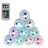 Creatrek LED潜水ライト リモコン操作 水中LEDライト キャンドルライト 防水RGB 魚タンクライト マルチカラー 10個入り 電池式 金魚鉢飾り 室内電飾 パーディー飾り付け ローソクラ