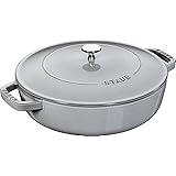 staub ストウブ 「 ブレイザー ソテーパン グレー 28cm 」 大きい 両手 鋳物 ホーロー 鍋 浅型 すき焼き IH対応 【日本正規販売品】 Braiser 40511-470