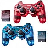 P-s2/DS2/PC用 レトロクラシックワイヤレスコントローラー ((青+赤))
