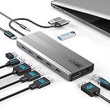 SAN ZANG MASTER 10 IN 1 Displaylink ドッキングステーション 10Gbps高速転送 1000Mbps LANポート PD 100W 急速充電 USB C ハブ MacBook M1 M2対応 Displaylink対応 Windows/Mac OSなど対応 ノートPCとデスクトップPC対応 コンパクトで旅行、出張や在宅勤務など最適